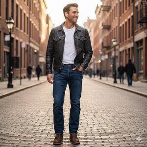 Levi's 501 Men's 33x31 Button Fly Straight Dark Blue Jeans 100% Cotton